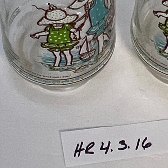 Vtg Holly Hobbie Drinking Glasses Tumblers 2 Set Good Friends Are Like Sunshine - Picture 6 of 6